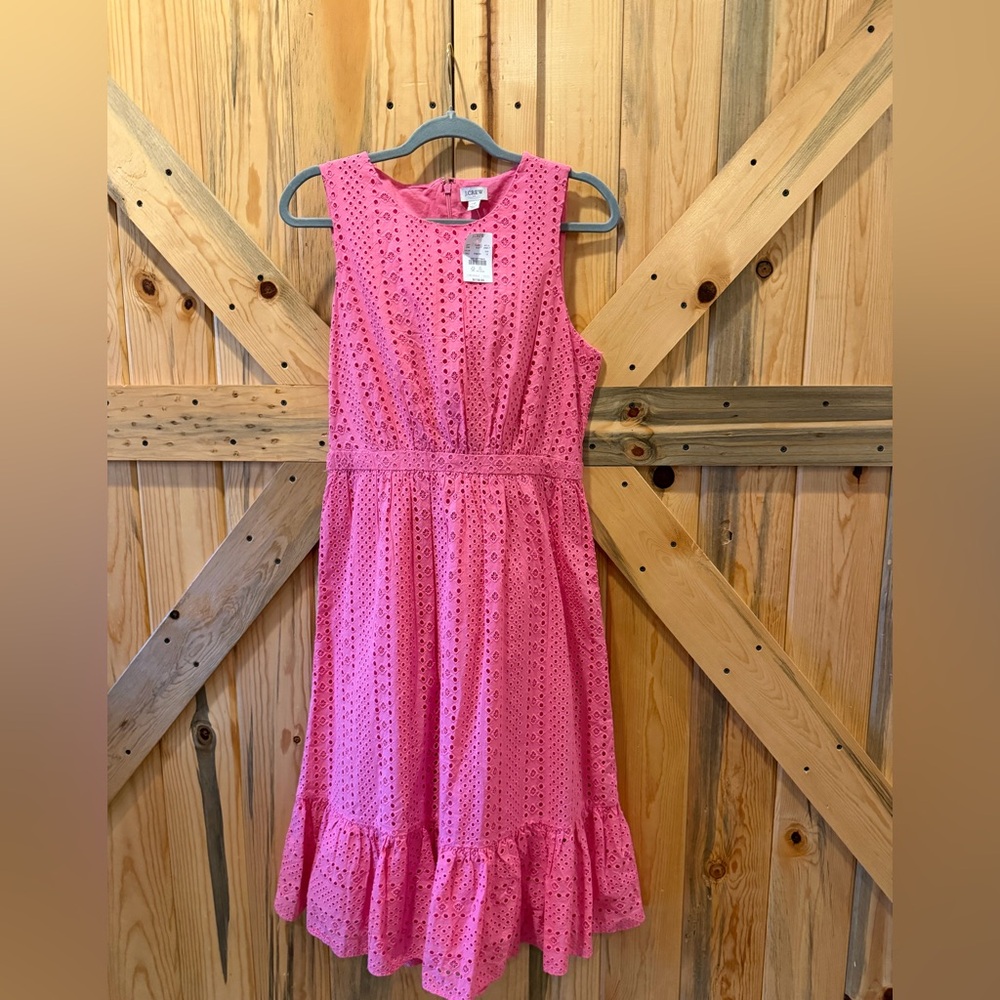 J. Crew Vibrant Pink Eyelet Dress